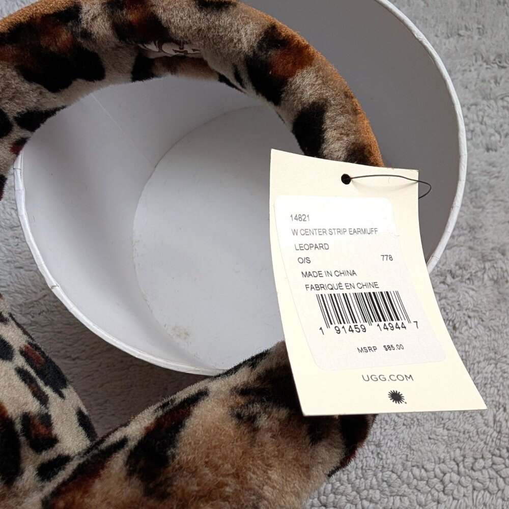 NWT UGG Shearling & Suede Earmuffs in Leopard - Picture 9 of 14
